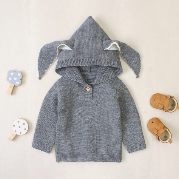 Solid Rabbit Ear Decor Hoodie